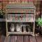 Modern rural style top grade wood footstool with weaving baskets