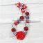 Boutique Red Chunky Girl Baby Necklaces With Flower Pendant And Beautiful Hairband
