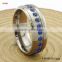 Wholesale CZ Jewelry 8mm Step Edge Titanium Ring With Blue CZ Inlaid