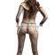 Off Shoulder Three-quarter Sleeves Footless Industrial Net sexy girl bodystocking