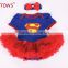 2Pcs Per Set Infant Girls Princess Outfit Baby Girls Bodysuit with Headband for 0-12Months