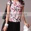 Pretty Steps 2016 elegant ladies casual printed short sleeve summer blouses high quality round collar blouse for women