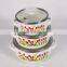 Set Of 3pcs Glass Lid Tulip Design Enamel Casserole Sets With Flowers