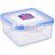 Clear Square Plastic Microwave Food Storage Container with lock lid