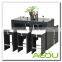High Back Bar Stool Set Outdoor Rattan Bar Stool Set in Black
