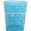 Grapevine pattern metal punched waste bin/ blue round beautiful dustbin