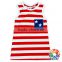 4th Of July Race Back Girls T- shirt Red Stripe And Star Bowknot Mum And Baby Tank Tops