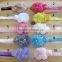 satin rose flower with pearl in center headband for kids hair accessories