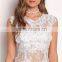 Round Neckline Off White Floral Applique Lace Maxi Dress Evening Dresses HSD5241