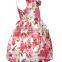 2016 summer new big flower printing sleeveless dress bowknot vest girls skirt