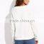 White Slogan Print Raglan Sleeve Sweatshirt Round Neck 100 French Terry Printed Sweatshirt Custom Logo Whosale