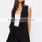 MGOO 100 Cotton Custom Made Tie Waist Sleeveless Blazers Cardigan Slim Fitting Jackets Waterfall Blazers