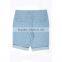 Hot sale new model woven patch inside turning leg light blue cool design men cotton short pants