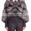 YR955 Genuine Silver Fox Fur Poncho Horizontal Fox Fur Cape