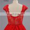 Sexty ZZ-E0010 See Though Upper Body Backless Lace Applique Red Short Front Long Back Evening Dress
