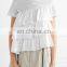 New design Cotton-poplin Tops Asymmetric New Ruffled short sleeve women shirts