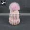 New Year Product Cute Real Fox Fur Pom Pom Kids Hat Fashion Kids Knitted Hat