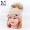 2017 New Design Product Cute Fashion Knit Kids Beanie Fur Pom Pom European Baby Hat
