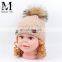 2017 New Design Product Cute Fashion Knit Kids Beanie Fur Pom Pom European Baby Hat