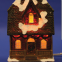 Christmas church house with LED lights  coffee shop Musical Ski Scene with  Polyresin Christmas House Decoration