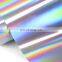 Rainbow Silver Metallic Holographic PU Heat Transfer Vinyl Roll