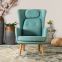 Modern wood leg fabric cushion armchair fiberglass inner shell chair