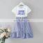 Children Sets Print Letter T-shirt + Plaid Skirts Cotton Summer 2020 Kids Girls Sets