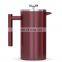Double wall insulated vacuum stainless steel french press coffee maker