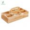 Bamboo Wood Compact Tea Storage Organizer Caddy Tote Bin - 6 Divided Sections, Attached Handle - Holder for Tea Bags, Coffee