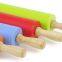 Baking Tools Non Stick Silicone Rolling Pin with Rubber Wood Handle Rolling Stick
