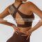 Custom Sexy Front Zip Women Gym Sports Bras Hollow Cross Backless Fitness Yoga Tops