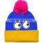 Fashion Cute Lovely Eyes Applique Fixed Kids Boys Girls Pompom Hat Beanie