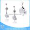 China manufacturer medical steel wholesale hanging crystal elephant belly ring
