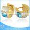 ZS11042 latest design gold plated hoop earrings big white square stone earrings