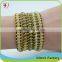 Blue Stone Mix Gold On Beige Leather Wrap Bracelet