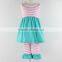 Wholesale Children Boutique Ruffle Short Sets Toddler Christmas 100%Cotton Stripes Kids Persnickety Clothing Set