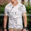 Summer Printed Short-Sleeved O Neck High Quality Cotton Men Muscle Shirts Tiger Slim Pattern Top Tees