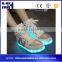 Big Size 7 Colors Changing Leather High Top Lace Up LED Shoes Women