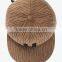 6panel brown promotional winter emroidery patch leather strap hat