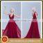 ALD03 Romantic Red Full Lace Appliqued Bodice Formal Party Gown 2016 Latest V Neck Dress with Jacket Long Dress Open Back