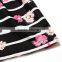 beautiful striped black dress pink flower printed with yellow spot frocks design wedding party dresses for baby girls