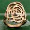 women laser cut flower shape stainless steel rose ring