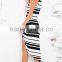 Classic stripe party wear evening dress formal style latest formal dress patterns with asymmetrical hemline