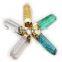 2015 hot selling natural druzy quartz point pendant with silver and gold frame