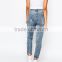 China Clothing Manufacturer High Rize Patched Ripped slim jeans for women fashion 2016 wholesale