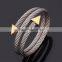 2016 Hot Selling Cable Cable Stainless Steel Wire Bangle women Jewelry Silver Multilayer Bracelet