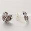 Latest Model Fashion Earrings Garnet Zircon Heart Earring Silver Weave Earring
