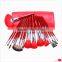21pcs wood handle red Kolinsky sable hair quality makeup brush set with makeup brush case kits