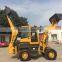 1600kg backhoe type wheel loader with front end loader and back digger