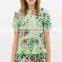 New round-neck joint wavy printing top